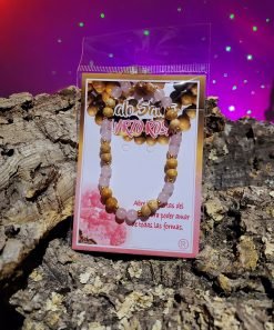 PULSERA DE PALO SANTO CON CUARZO ROSA. -ENVIO INCLUIDO