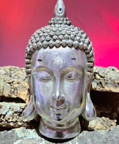FIGURA CABEZA DE BUDA PLATEADA. PAZ Y MEDITACION  -ENVIO INCLUIDO